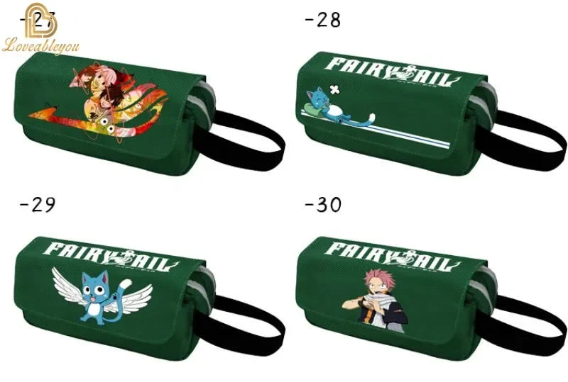 Fairy Tail Large Capacity Pencil Case Canvas School Pen Case Zipper Double Layered Supplies Box Pouch Stationery Toys Gift