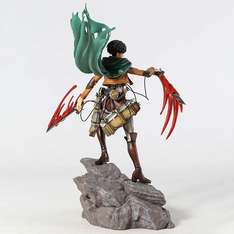 31-36cm Figurine Attack on Titan | Figurine représentant Levi & Mikasa Ackerman de l'anime Attack on Titan. Modèle idéal pour les fans et collectionneurs, parfait pour la décoration ou comme cadeau