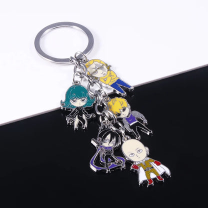 One Punch Man Keychain | Metal keychain with pendants of Saitama, Genos and the S-class heroes. Ideal for fans, perfect for personalizing your accessories. A practical and stylish gift