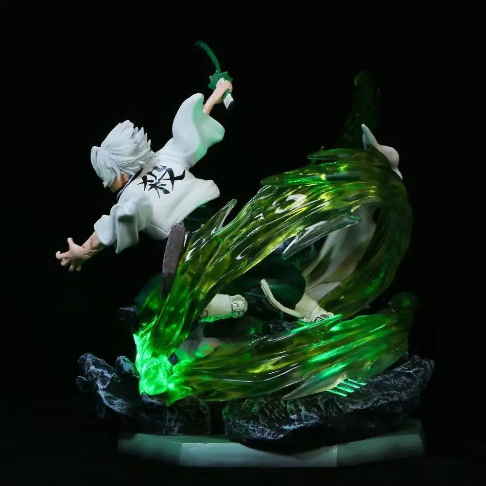 Figura Demon Slayer de 30 cm | Figura detallada que representa a Sanemi Shinazugawa, la Columna del Viento, con efectos de luz. Perfecto para coleccionistas y fanáticos de Demon Slayer. 