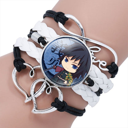 Bracelet Tressé Demon Slayer | Bracelet tressé inspiré de Demon Slayer, représentant les personnages emblématiques de l'anime. Parfait pour les couples et les fans, ce bracelet style Harajuku est un excellent accessoire cosplay ou bijou de tous les jours