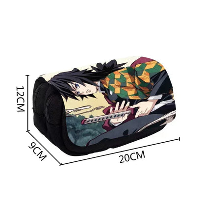 20*12*9cm Trousse Double Compartiment à Rabat | One Piece Luffy, Zoro, Chopper. Idéal pour enfants, fournitures scolaires, cadeau de papeterie