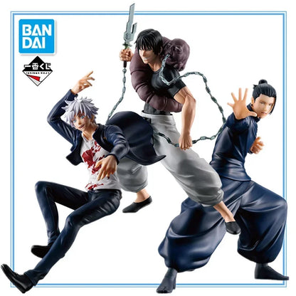 Edition limitée Bandai Jujutsu Kaisen Ichiban KUJI | Figurines en PVC mesurant 20cm de Satoru Gojo et Geto Suguru et toji Fushiguro de Jujutsu Kaisen. Des modèles de collection idéals pour les fans de l'anime, parfait comme cadeau