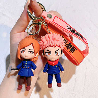 Porte-clés kawaii inspiré de Jujutsu Kaisen représentant Gojo, Yuji, Megumi, Nobara. Parfait pour accrocher à votre sac ou comme porte-clés décoratif