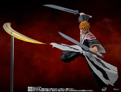 Figura de lejía de 16 cm | Esta figura articulada de Kurosaki Ichigo, inspirada en el arco de la "Guerra de Sangre de los Mil Años" de Bleach. Presenta detalles y articulación cuidadosos para recrear sus poses icónicas. 