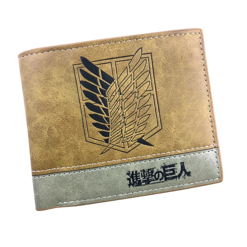 12*10cm | High quality Attack on Titan leather wallet, featuring the iconic logo of the series. A stylish and functional accessory for anime fans 