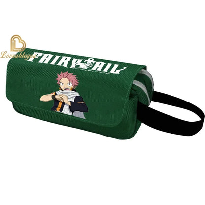 Fairy Tail Large Capacity Pencil Case Canvas School Pen Case Zipper Double Layered Supplies Box Pouch Stationery Toys Gift