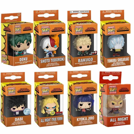 Porte-clés Funko Pop avec les personnages de My Hero Academia. Parfait pour les fans et collectionneurs d'anime