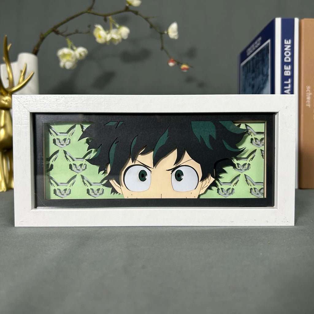 MY HERO ACADEMIA 3D LED Light Frame Izuku Midoriya Paper Cut Perfect for Room Decoration or Birthday Gift for Anime Fans