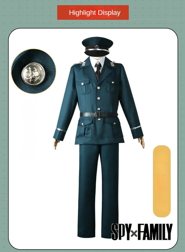 Cosplay ESPÍA × FAMILIA | Disfraz de cosplay inspirado en Yuri Briar, que presenta un uniforme verde de estilo militar. Diseñado para hombres adultos, este conjunto es perfecto para Halloween y Comic Con. 