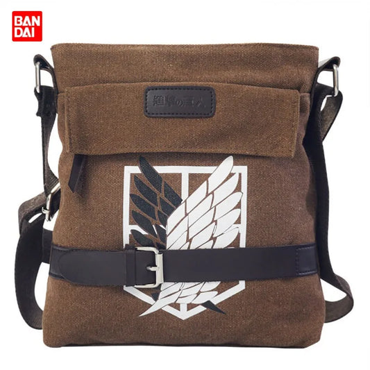 Sac bandoulière grande capacité Attack on Titan | Affichez votre passion pour Attack on Titan avec ce sac bandoulière rétro. Conçu pour être simple et polyvalent, ce sac offre une grande capacité de rangement, idéal pour une utilisation quotidienne