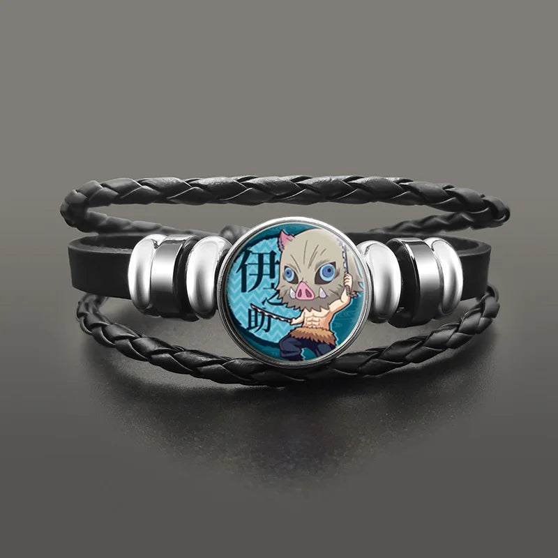 Bracelet Demon Slayer Kawaii | Bracelet mignon inspiré des personnages de Demon Slayer : Tanjirou, Nezuko, Giyuu, Zenitsu et Inosuke. Parfait pour les fans de l’anime, cet accessoire kawaii est idéal comme bijou ou cadeau unique