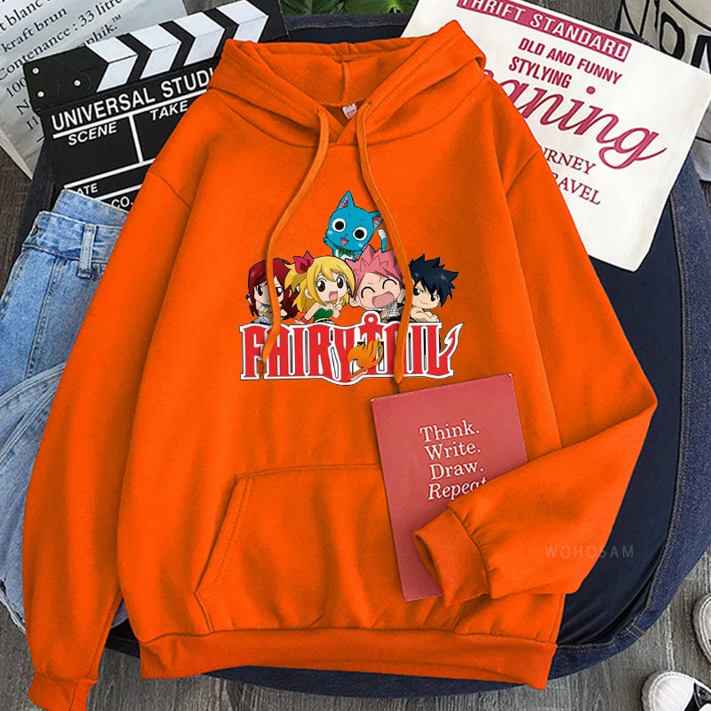 Fairy Tail Japan Anime Harajuku Hoodies Winter Casual Pullover Happy/Natsu Dragneel/Gray Fullbuster Manga Long Sleeve Sweatshirt