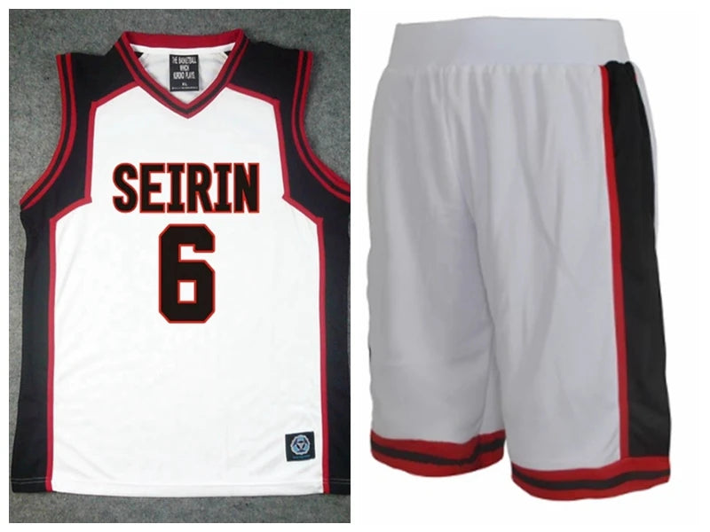 Ensemble Maillot et Short Kuroko no Basket Seirin | Uniforme de basket Seirin inspiré de l'équipe du duo iconique Kuroko Tetsuya (#11) et Kagami Taiga (#10). Ensemble comprenant un t-shirt et un short. Idéal pour le cosplay ou le sport