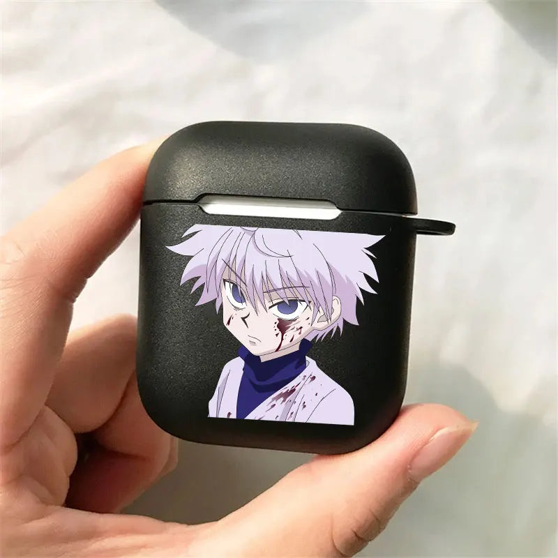 Funda para auriculares inalámbricos Hunter X Hunter Gon, Hisoka y Killua, compatible con AirPods 1, 2, 3 y Pro. Un elegante diseño negro para proteger tus auriculares Bluetooth con estilo 