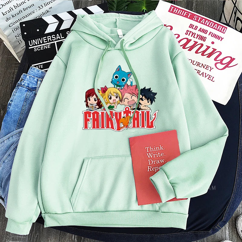 Fairy Tail Japan Anime Harajuku Hoodies Winter Casual Pullover Happy/Natsu Dragneel/Gray Fullbuster Manga Long Sleeve Sweatshirt