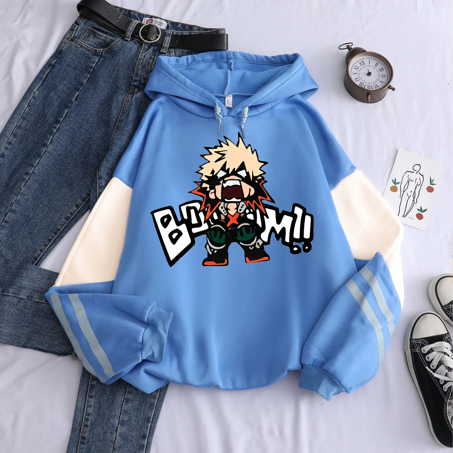 Sweat à Capuche My Hero Academia | Sweat graphique unisexe avec impression Bakugo, style décontracté et oversized. Parfait pour les fans d'anime et le streetwear Harajuku