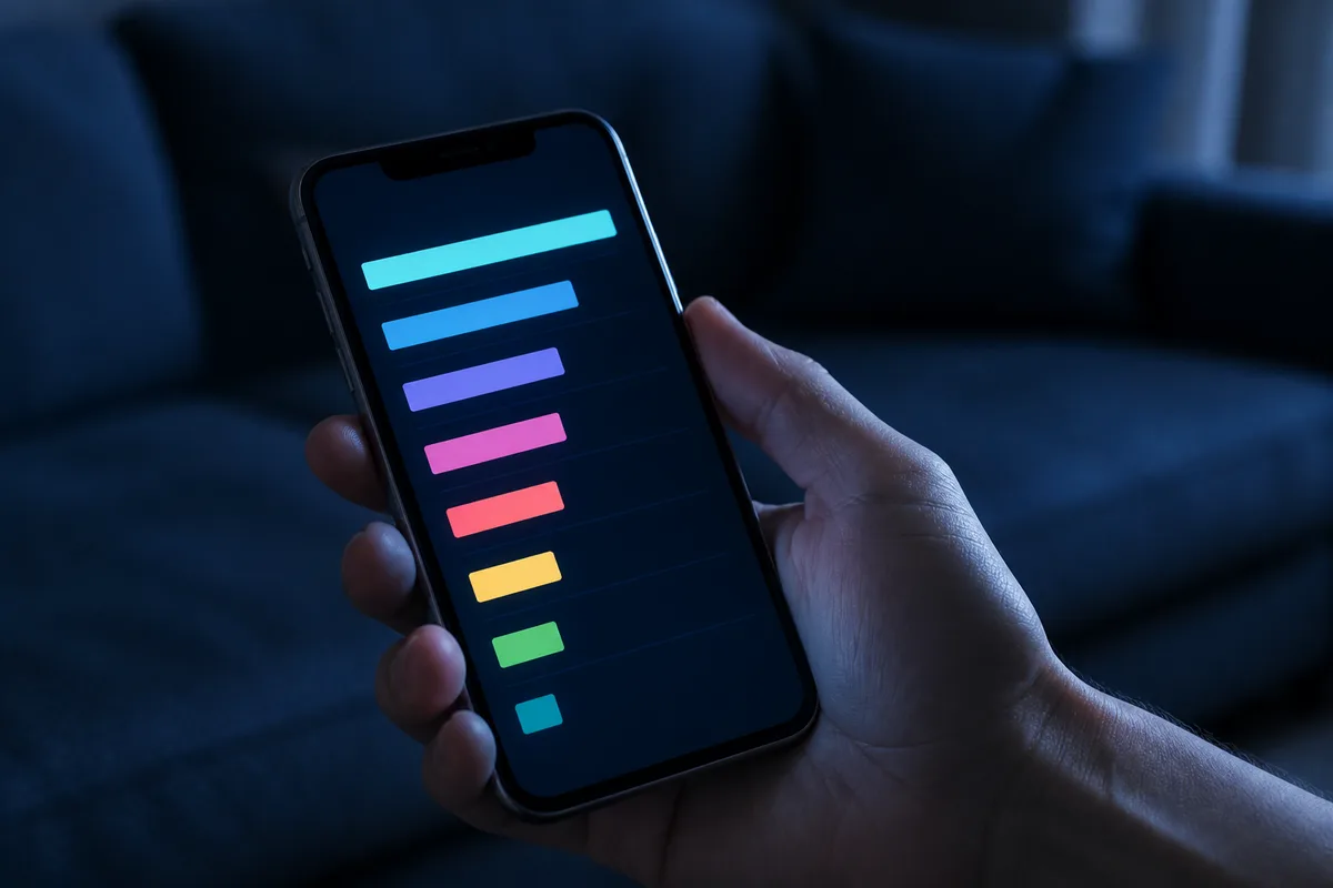 Écran de smartphone affichant un tableau de consommation de batterie par application